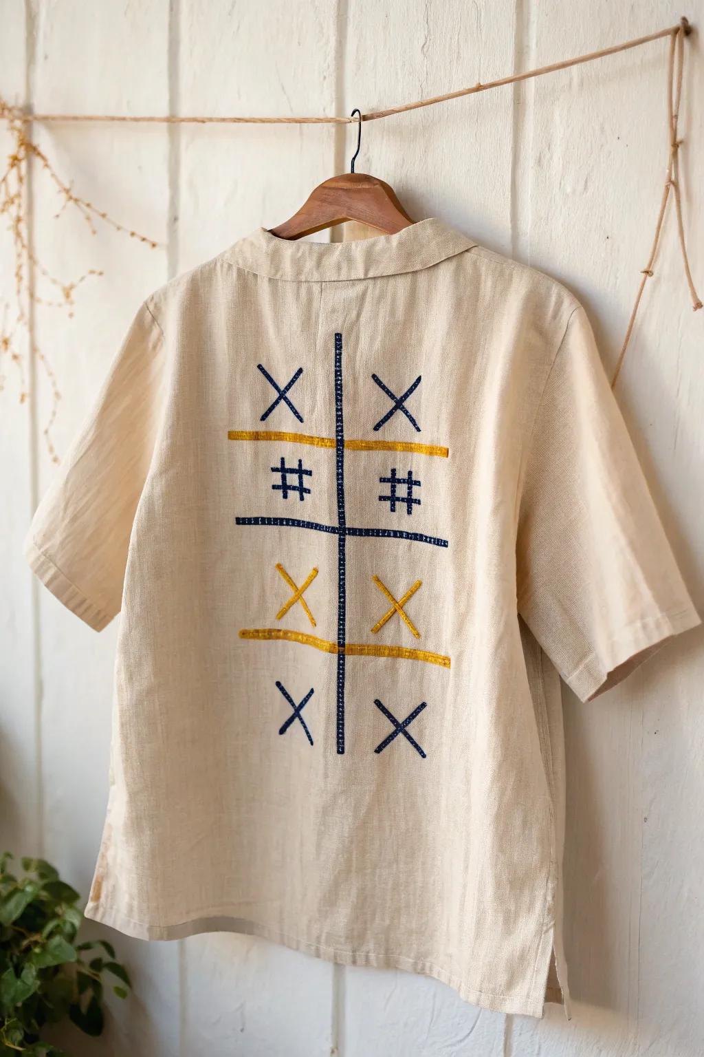 Elevate your graduation wardrobe with a playful yet sophisticated tic-tac-toe design. Perfect for those who cherish simplicity and creativity.