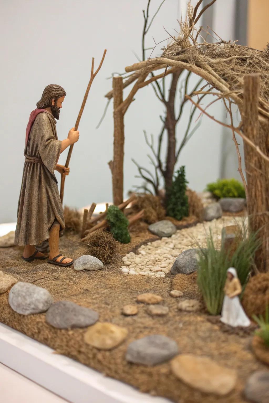 Explore the wilderness with John the Baptist through this beautifully crafted diorama. Natural beauty meets minimalist design!