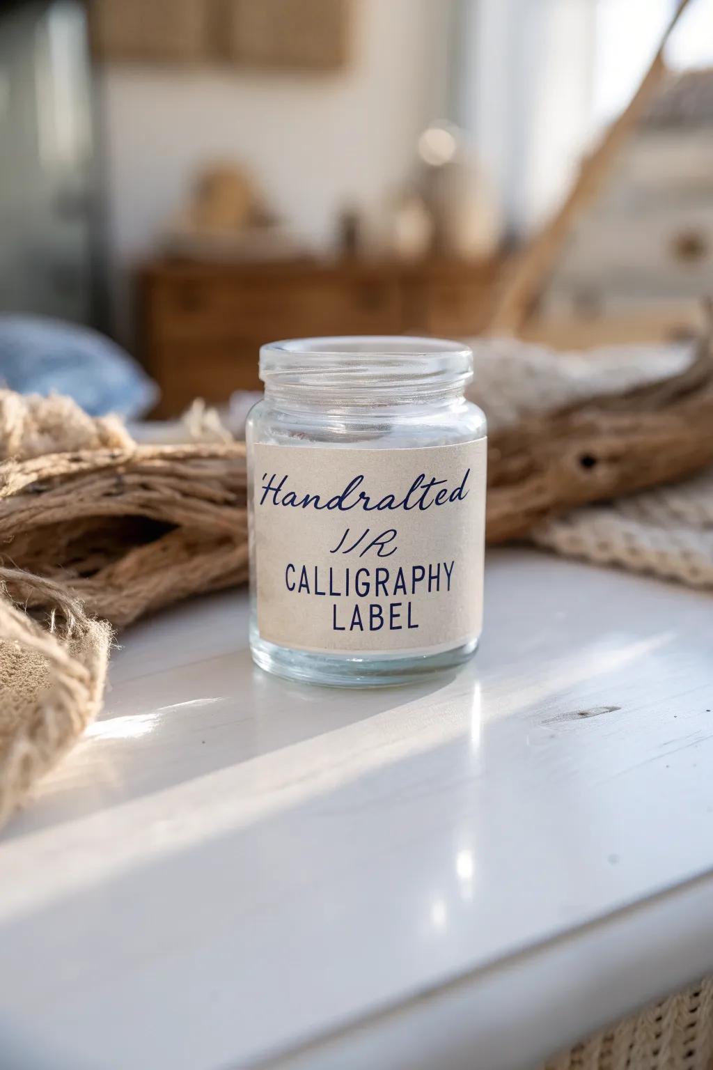 Elevate your jar labels with the timeless elegance of calligraphy.