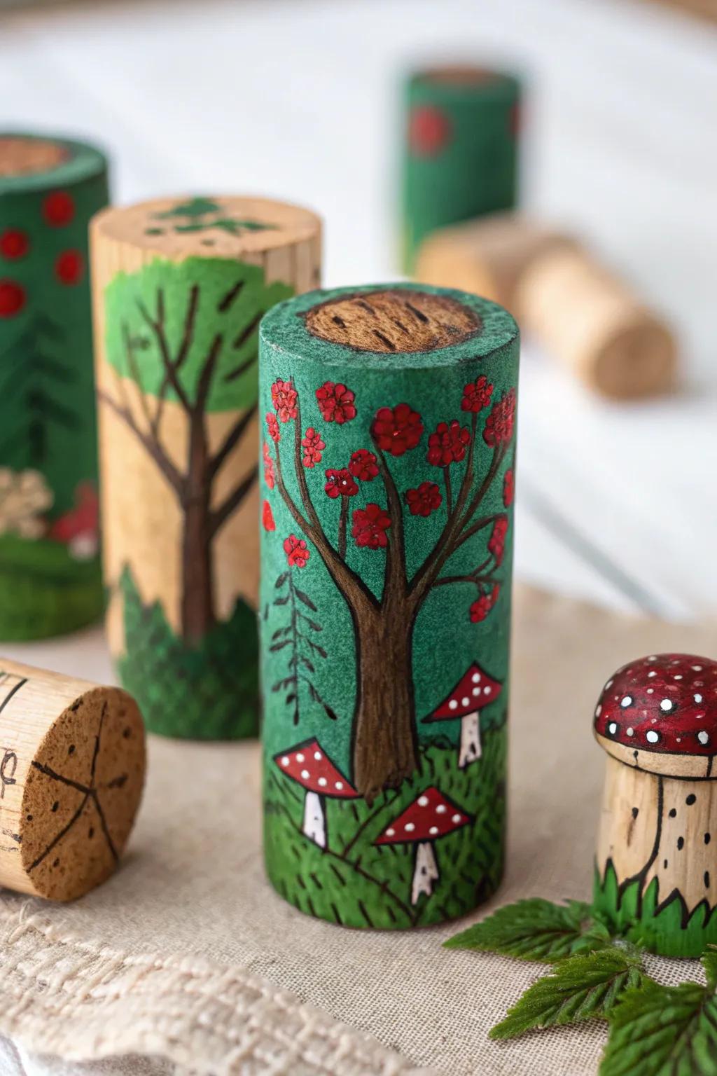 Transform recycled corks into a magical forest diorama that blends Scandinavian minimalism with a touch of boho charm!