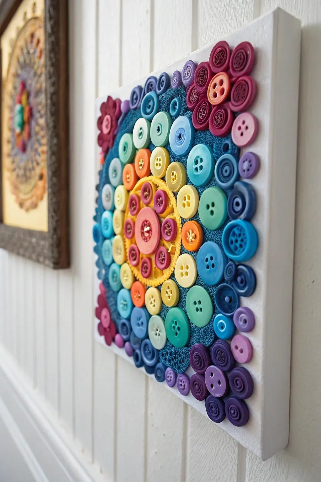 Transform your space with vibrant button art—where simplicity meets bold creativity!