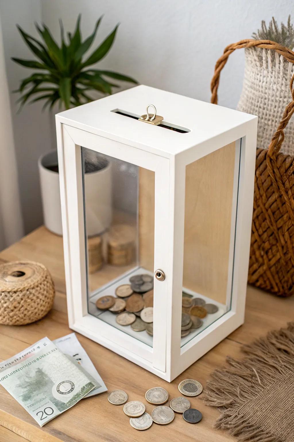 Transform your savings into art with this elegant interactive money box frame!