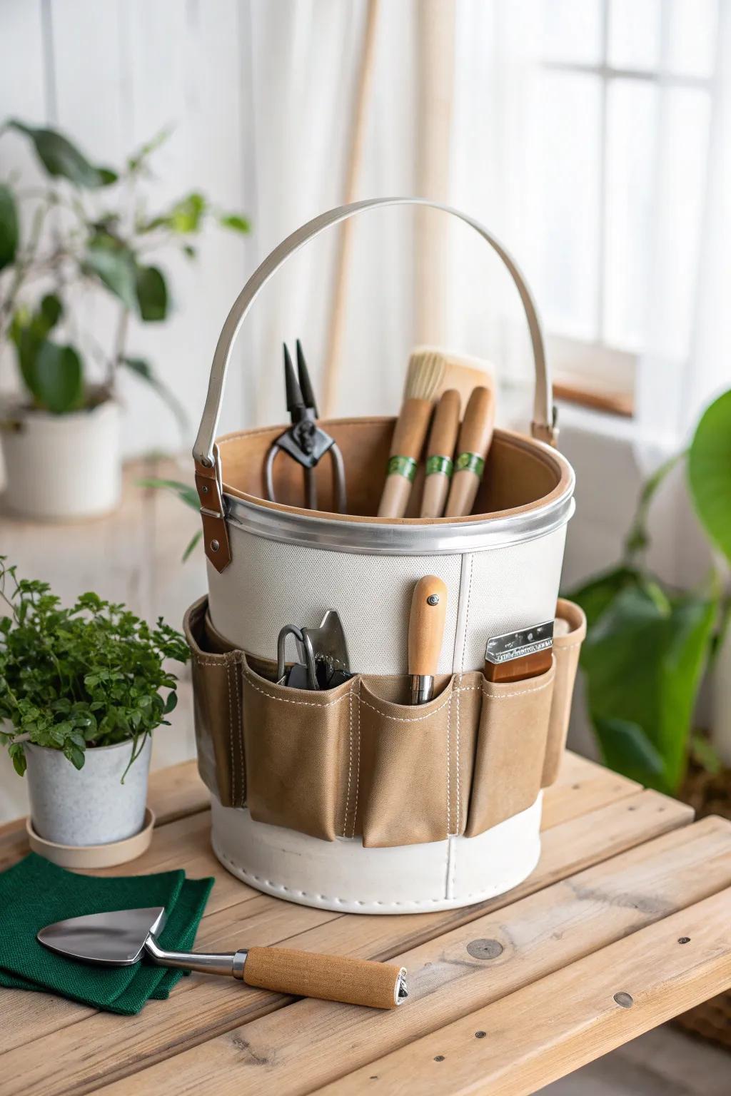 Transform your workspace with this chic paint bucket tool caddy - where functionality meets minimalist elegance.