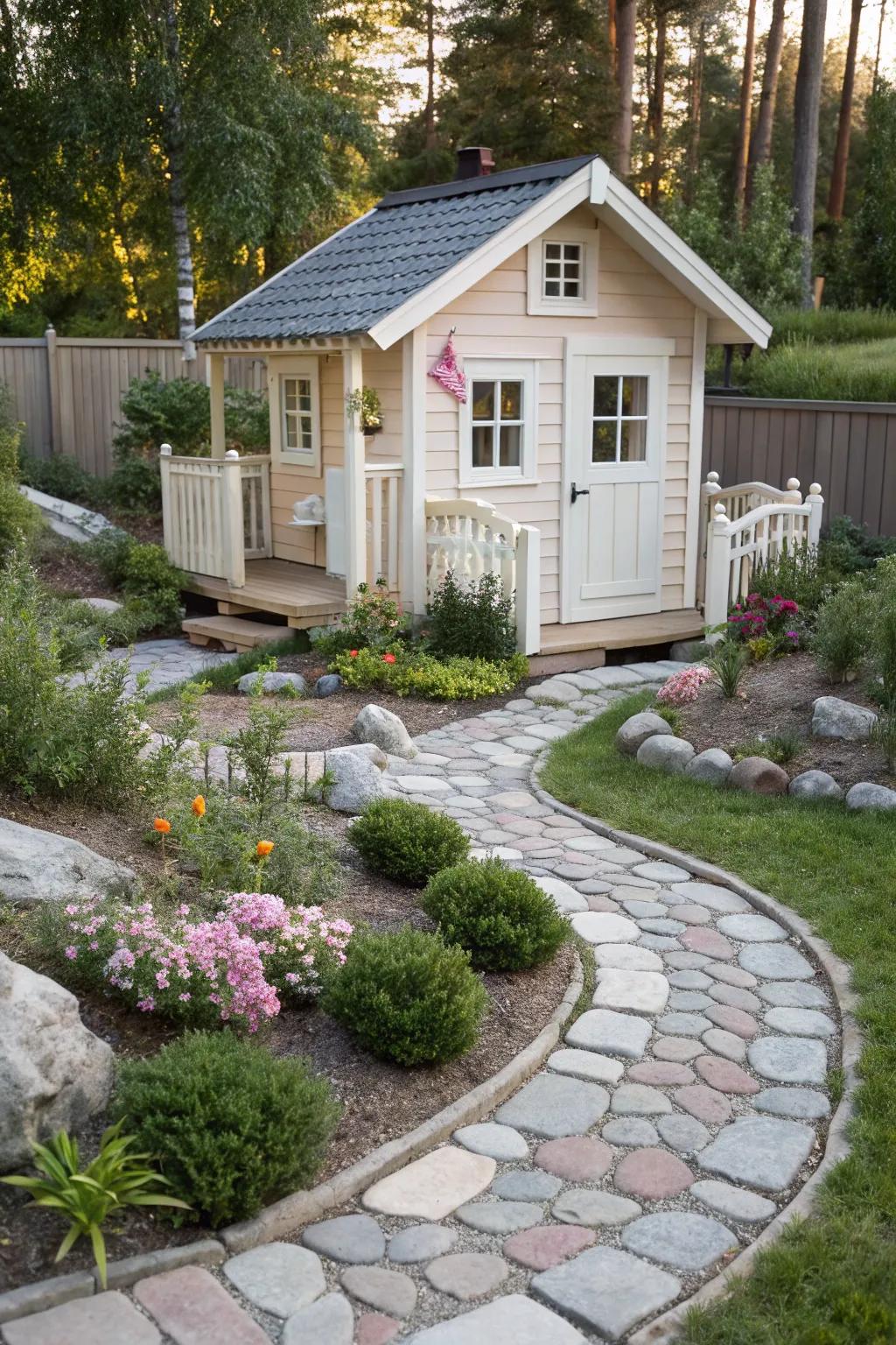 Discover the charm of a miniature garden oasis—where play meets nature's elegance.