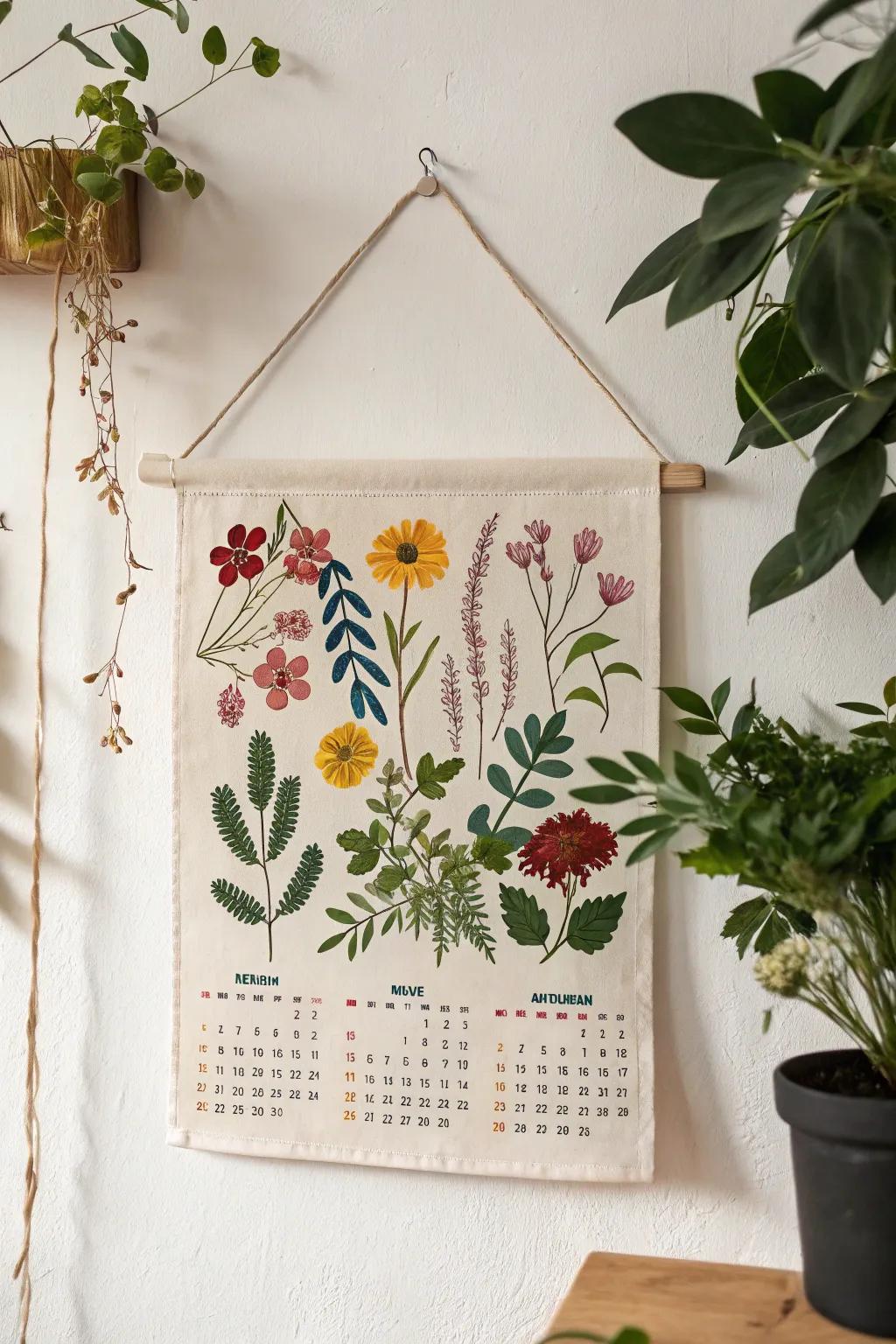Bring the beauty of nature into your preschool calendar with elegant leaf and flower decorations, perfect for sparking curiosity and adding a touch of minimalist charm.