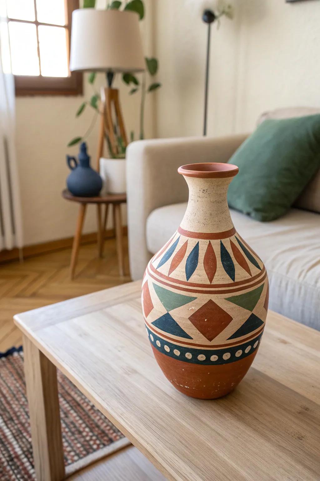 Embrace the charm of simplicity with bold, primitive geometric patterns.