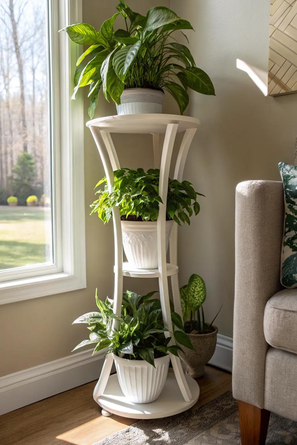 Elevate your greenery with a handcrafted PVC plant stand that marries style with functionality.