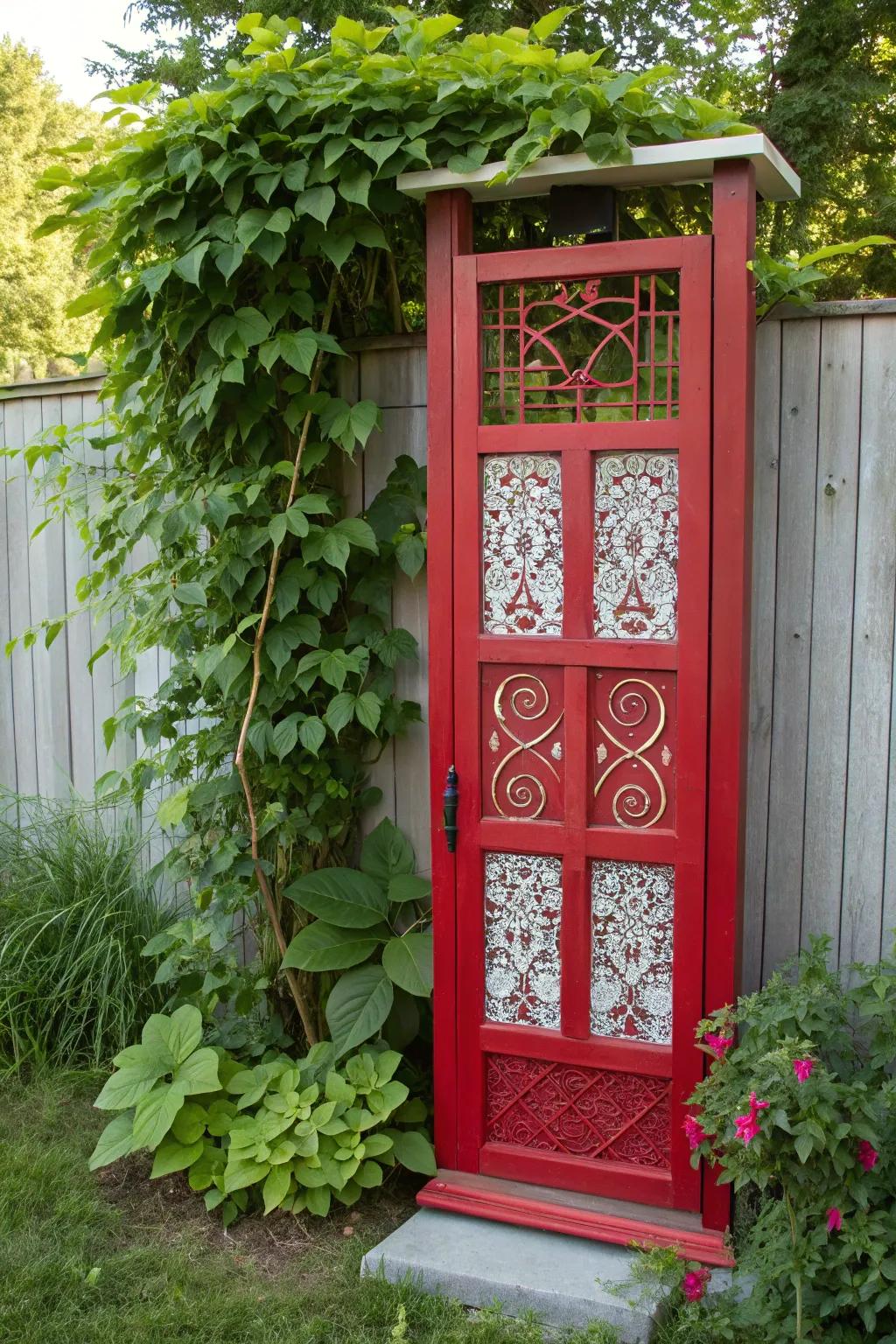 Transform your garden with this stunning cabinet door trellis—where elegance meets nature.