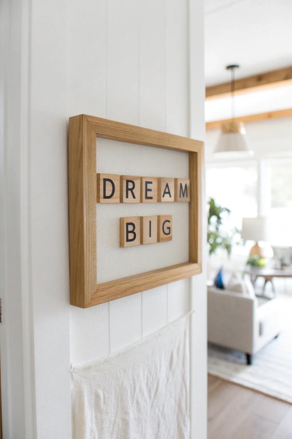 Elevate your space with a motivational touch: 'Dream Big' in minimalist shadow box art.