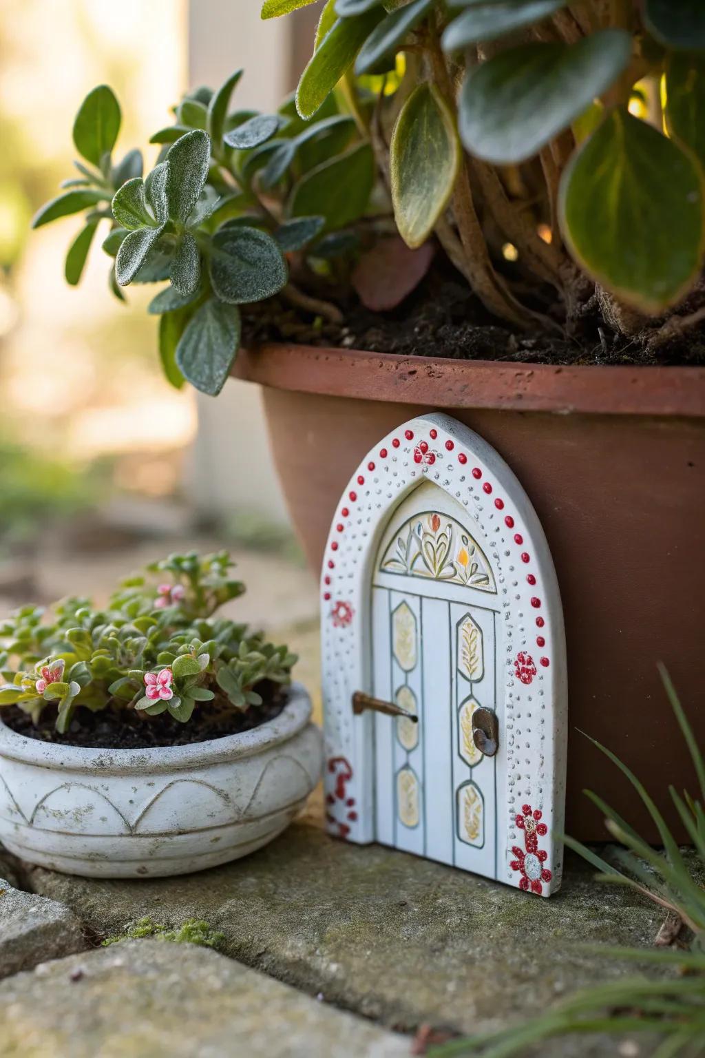 Unlock the magic with charming Shrinky Dink fairy doors for your garden sanctuary.