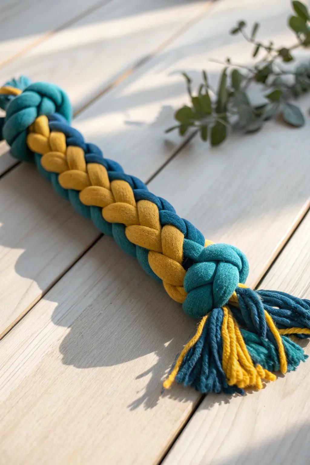 Crafted with love: A vibrant, handmade dog toy that's as beautiful as it is fun!