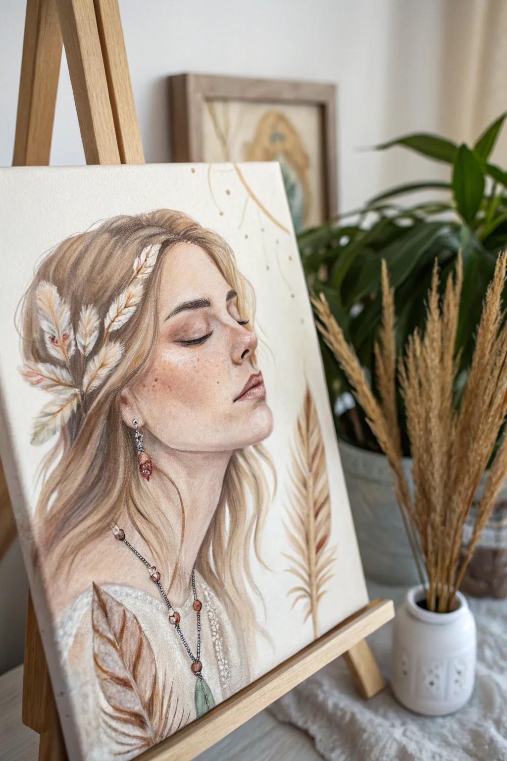 Capturing personal stories through the subtle beauty of acrylic portraits.