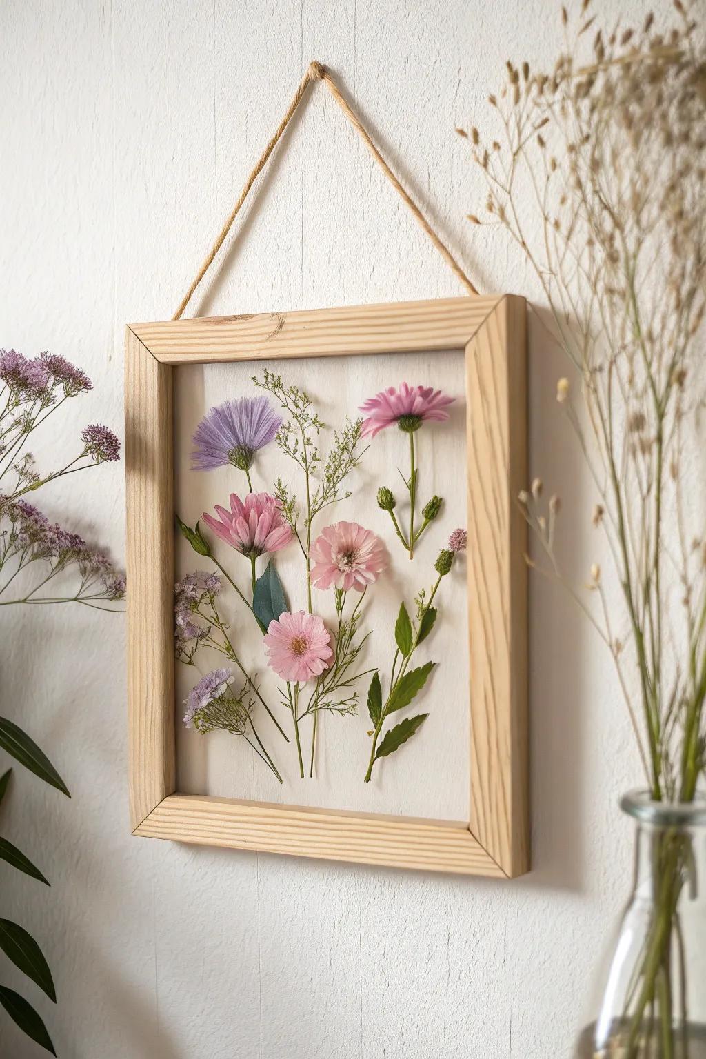 Capture the magic of nature with a minimalist floating flower frame.