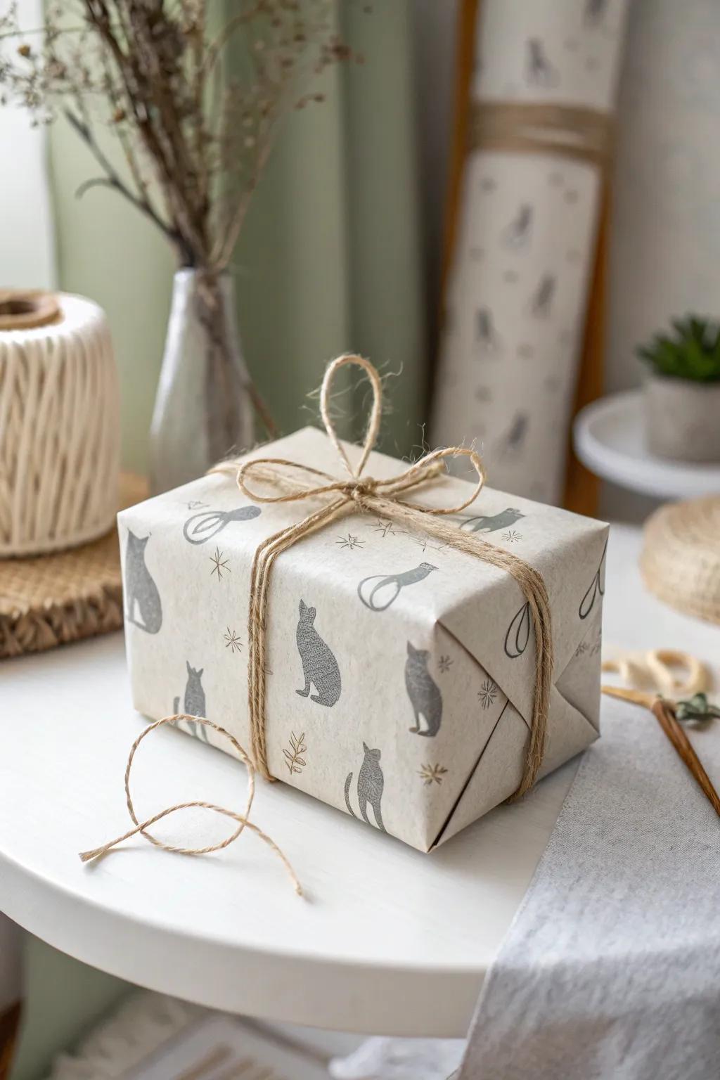 Add a purr-sonal touch to your gifts with handcrafted cat-themed wrapping.