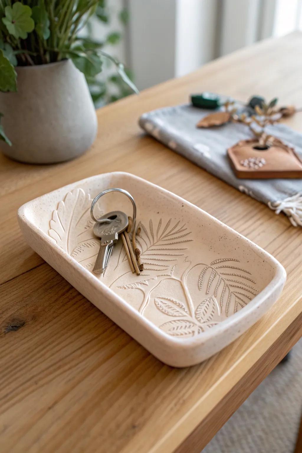 Elegance in Simplicity: Keep your essentials beautifully organized with a handcrafted clay trinket tray.