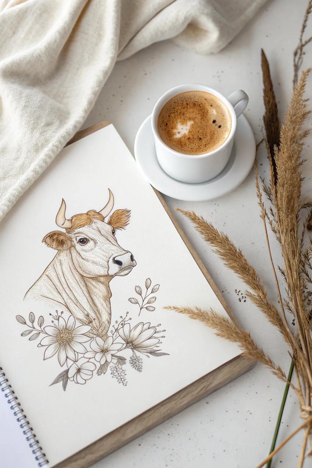 Sip into creativity with this whimsical Cowffee concept, where simplicity meets playful design.