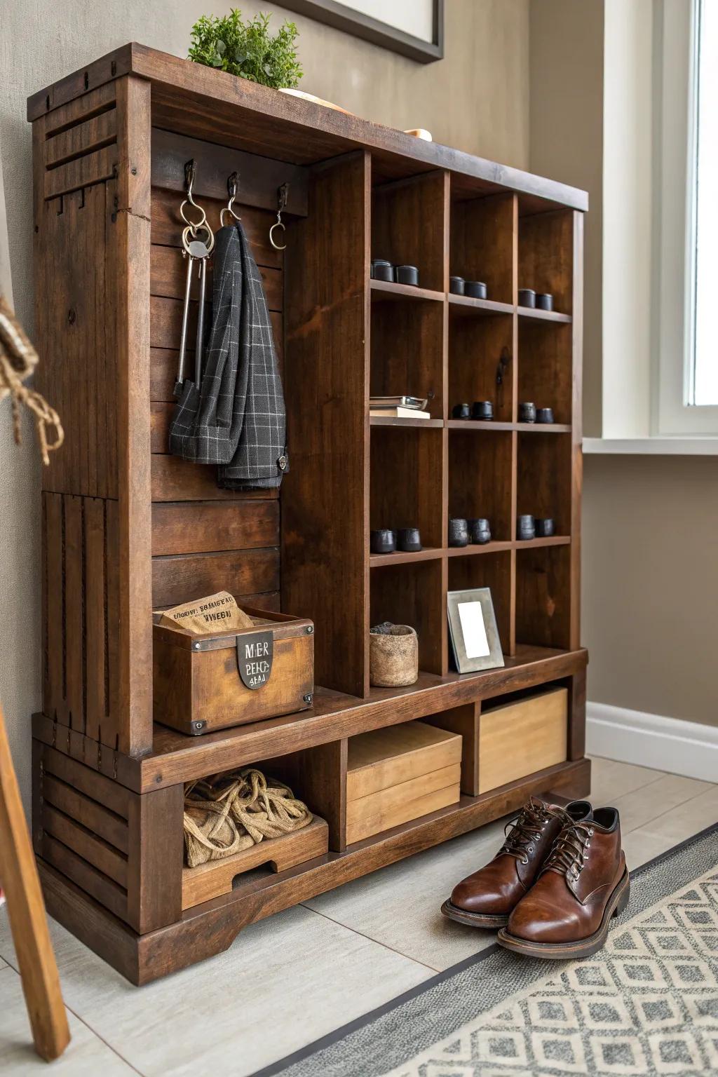Elevate your entryway with rustic organization—where style meets functionality.