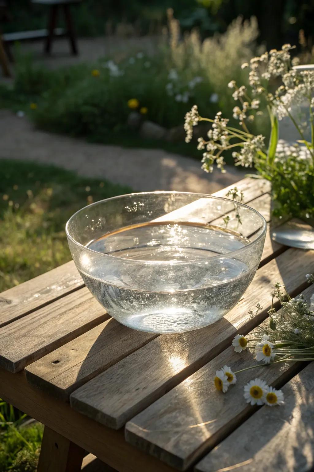 Transform your garden with the simple elegance of a glass bowl bird bath, where light dances beautifully through water.