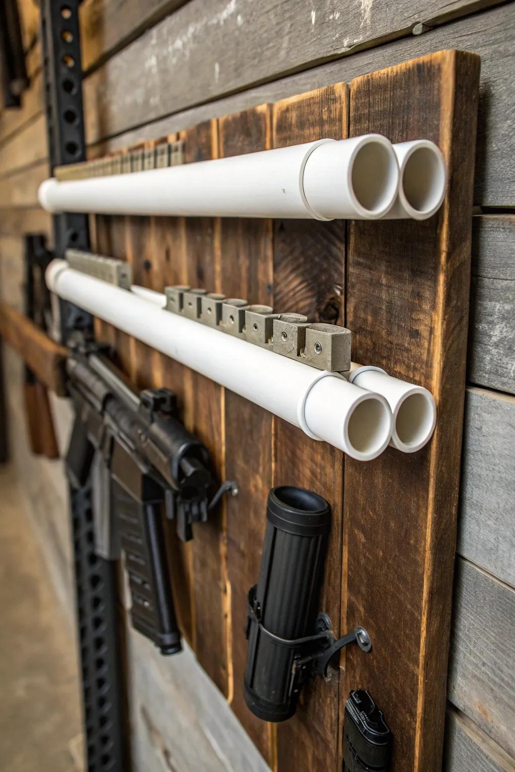 Transform your storage game with this rugged, DIY PVC pipe solution—perfect for the hands-on craftsman.