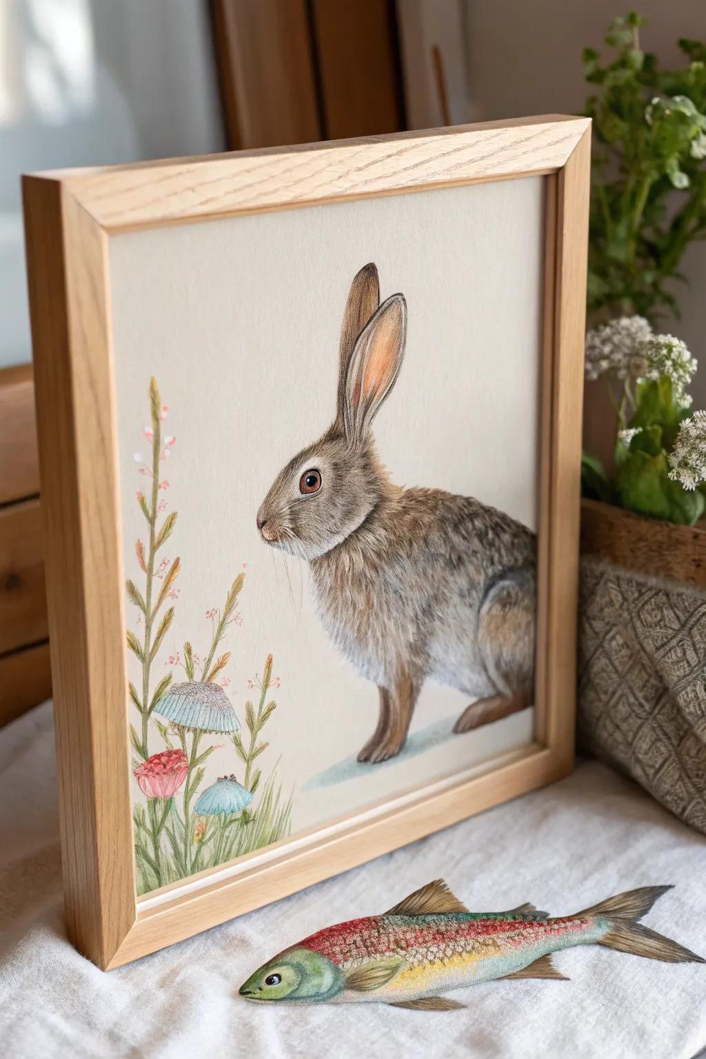 Dive into whimsy with this delightful rabbit-fish creation, a perfect blend of imagination and minimalist design.