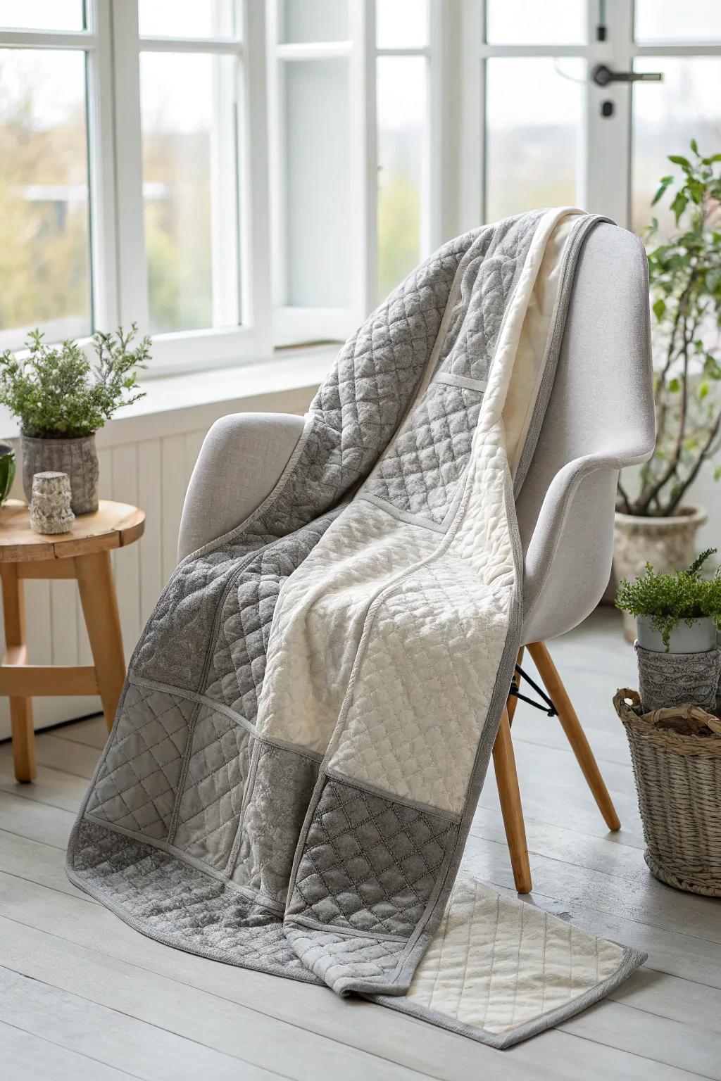 Embrace the elegance of monochrome with a quilt that speaks volumes in shades of grey.