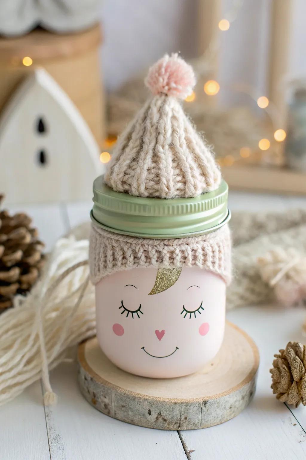 Transform your tree with this charming mason jar lid elf ornament!