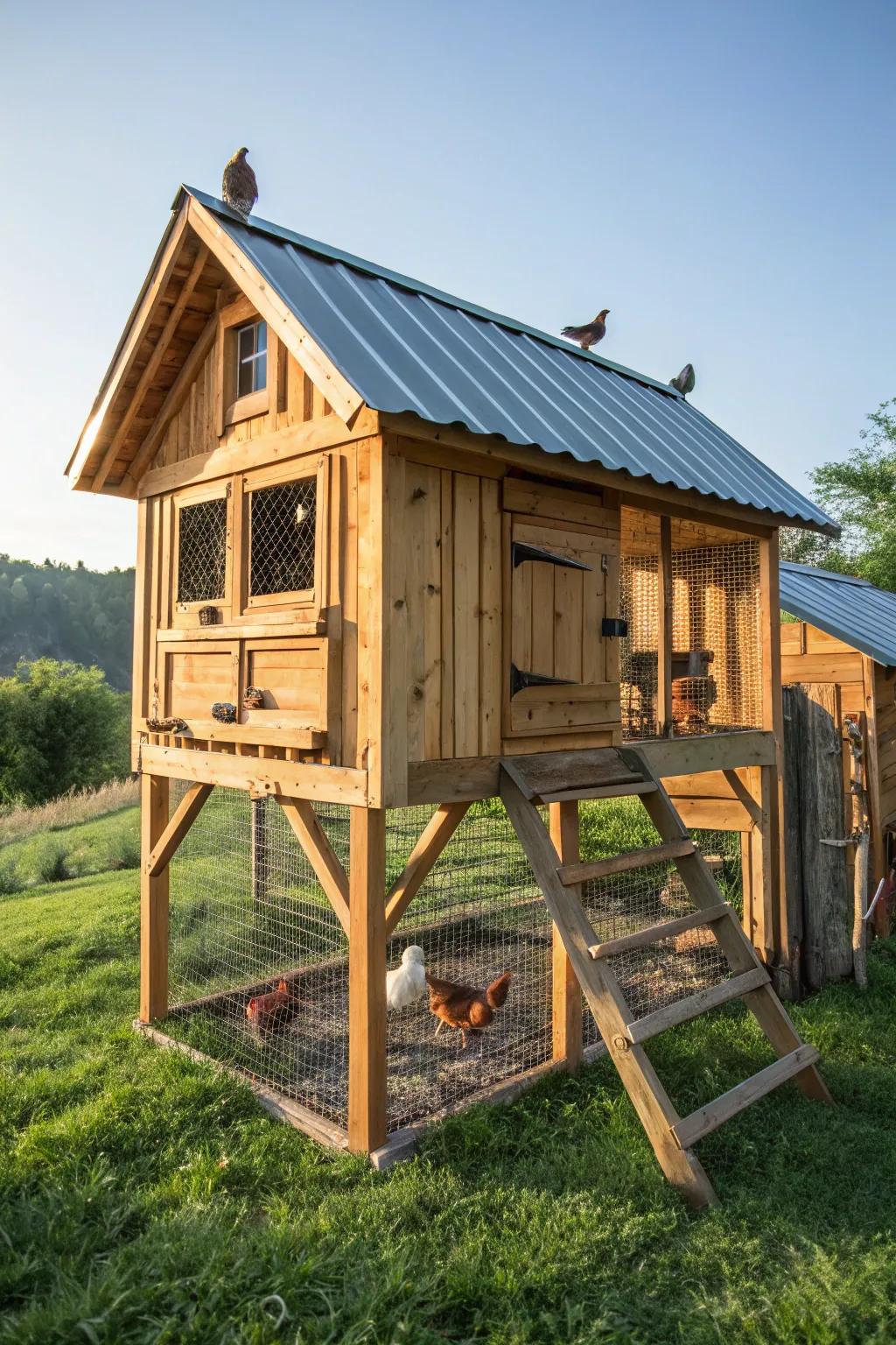 Elevated Elegance: A handcrafted chicken coop that combines safety with stunning design.