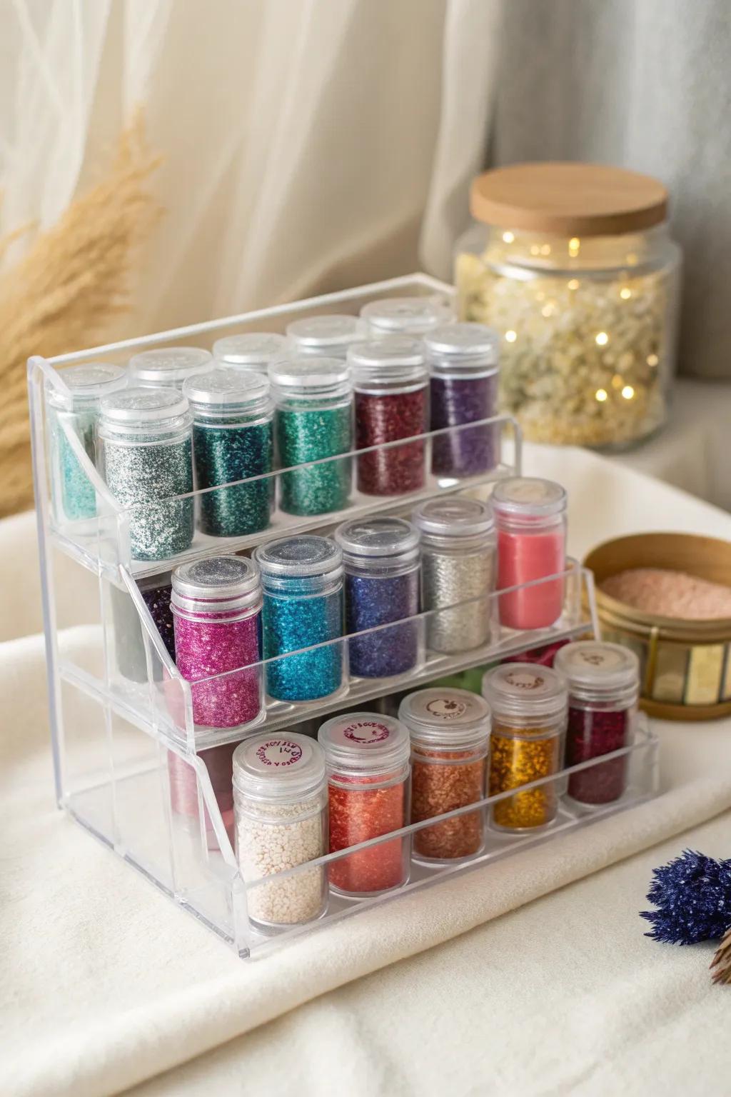 Elevate your craft space with chic acrylic organizers—where simplicity meets sparkle.