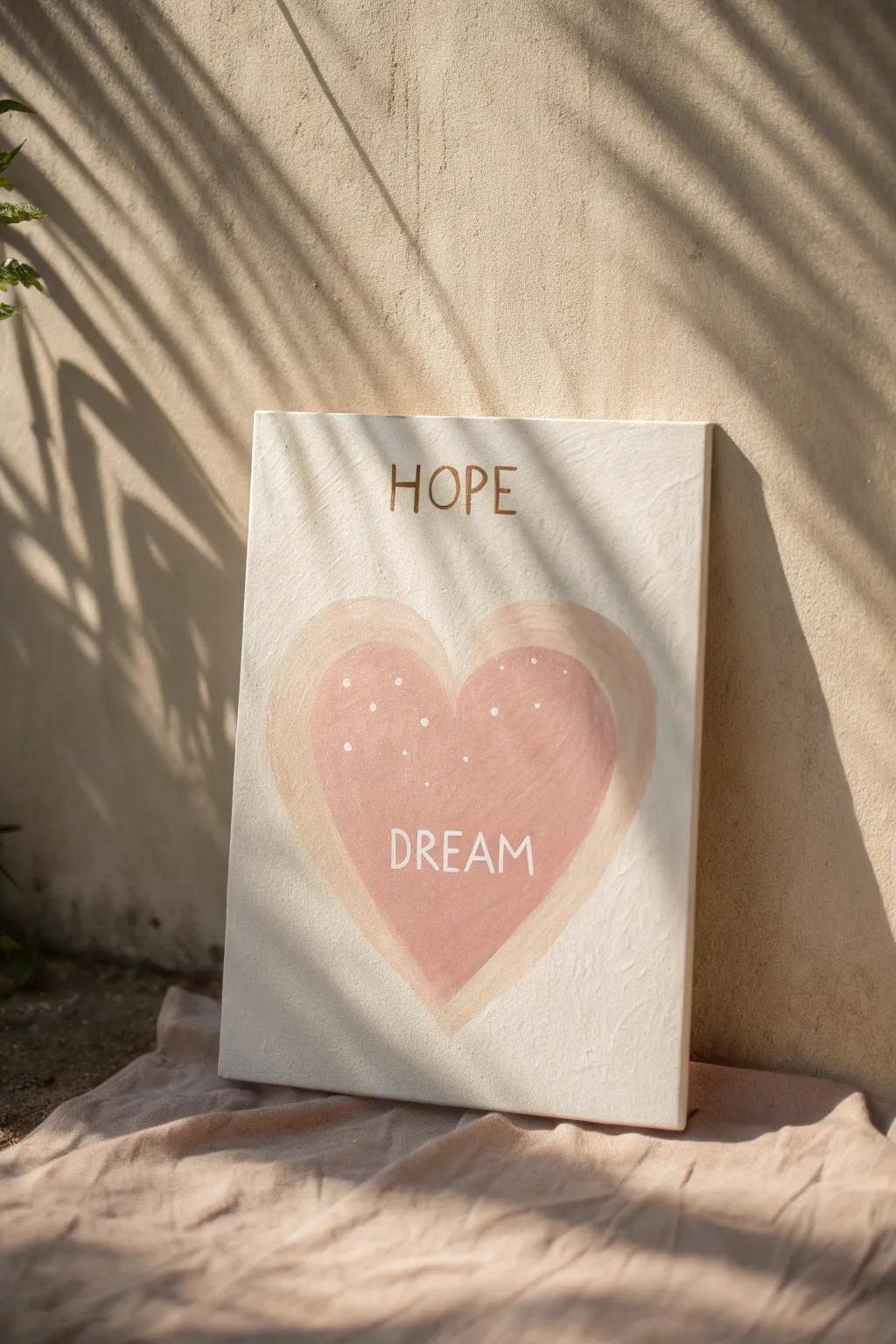 Inspiration in every stroke: a heart-shaped painting that whispers hope and dreams into your space.
