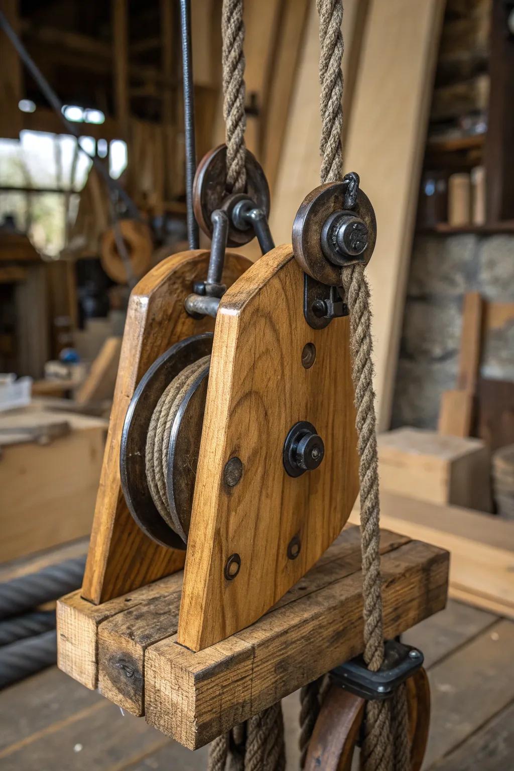 Harness the power of craftsmanship with this innovative pulley system wood splitter, designed for efficiency and elegance.