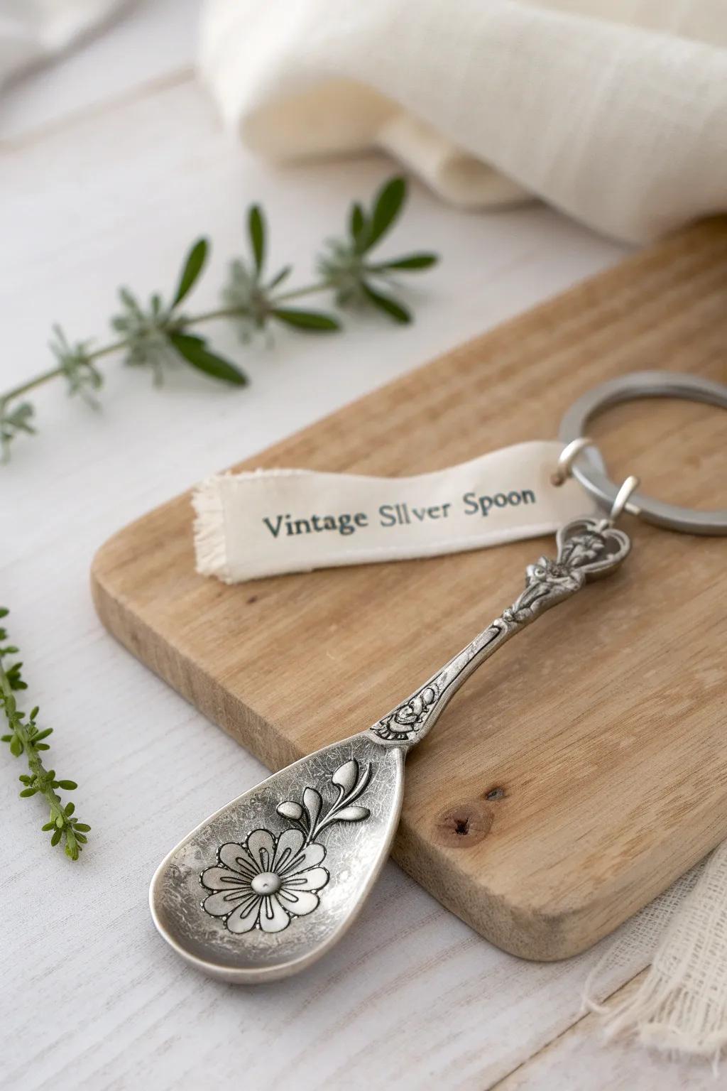 Transform vintage charm into personal elegance with a stamped silverware keychain.