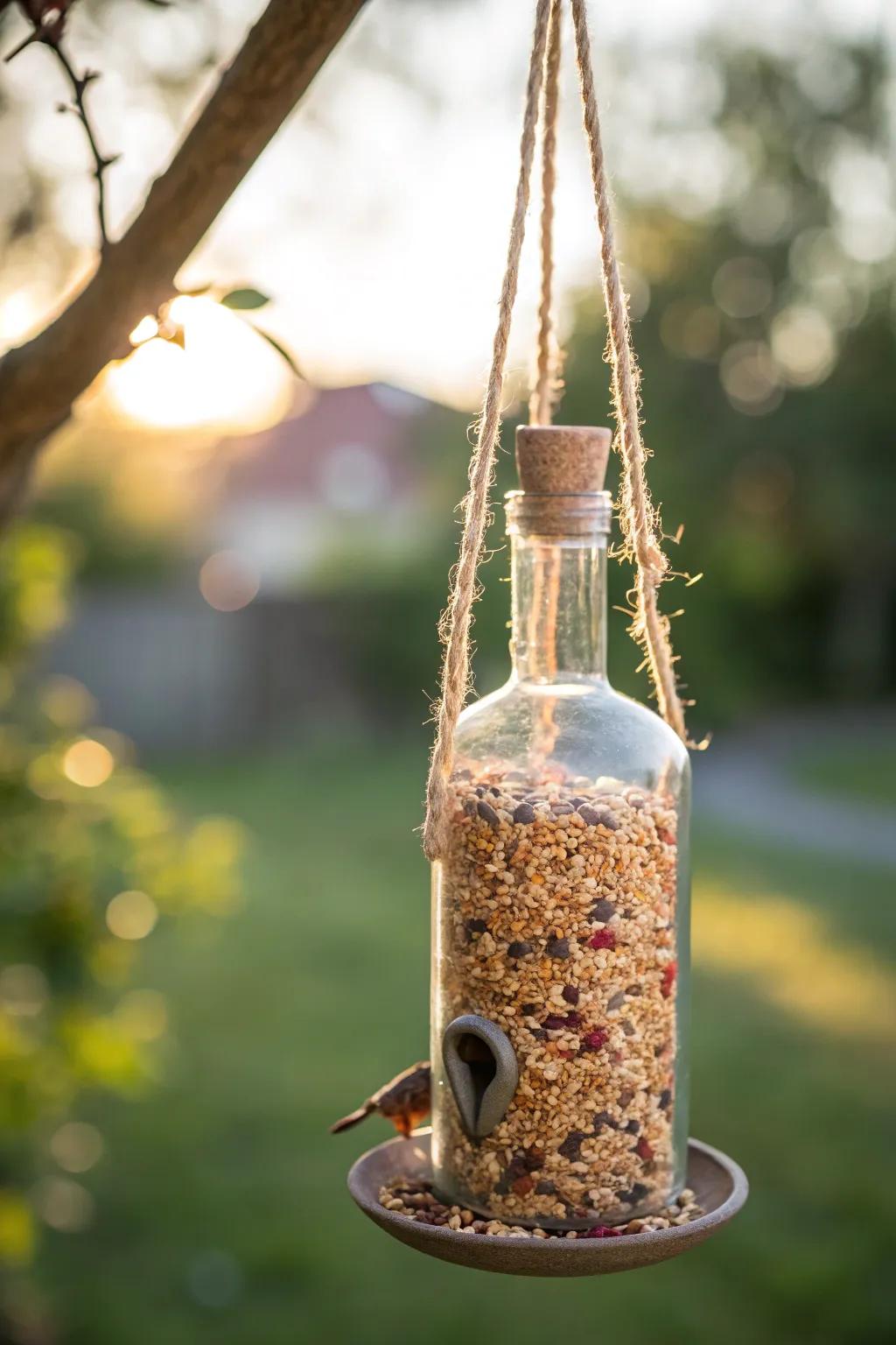 Delight in the beauty of nature with this charming mini bird feeder, where simplicity meets creativity.