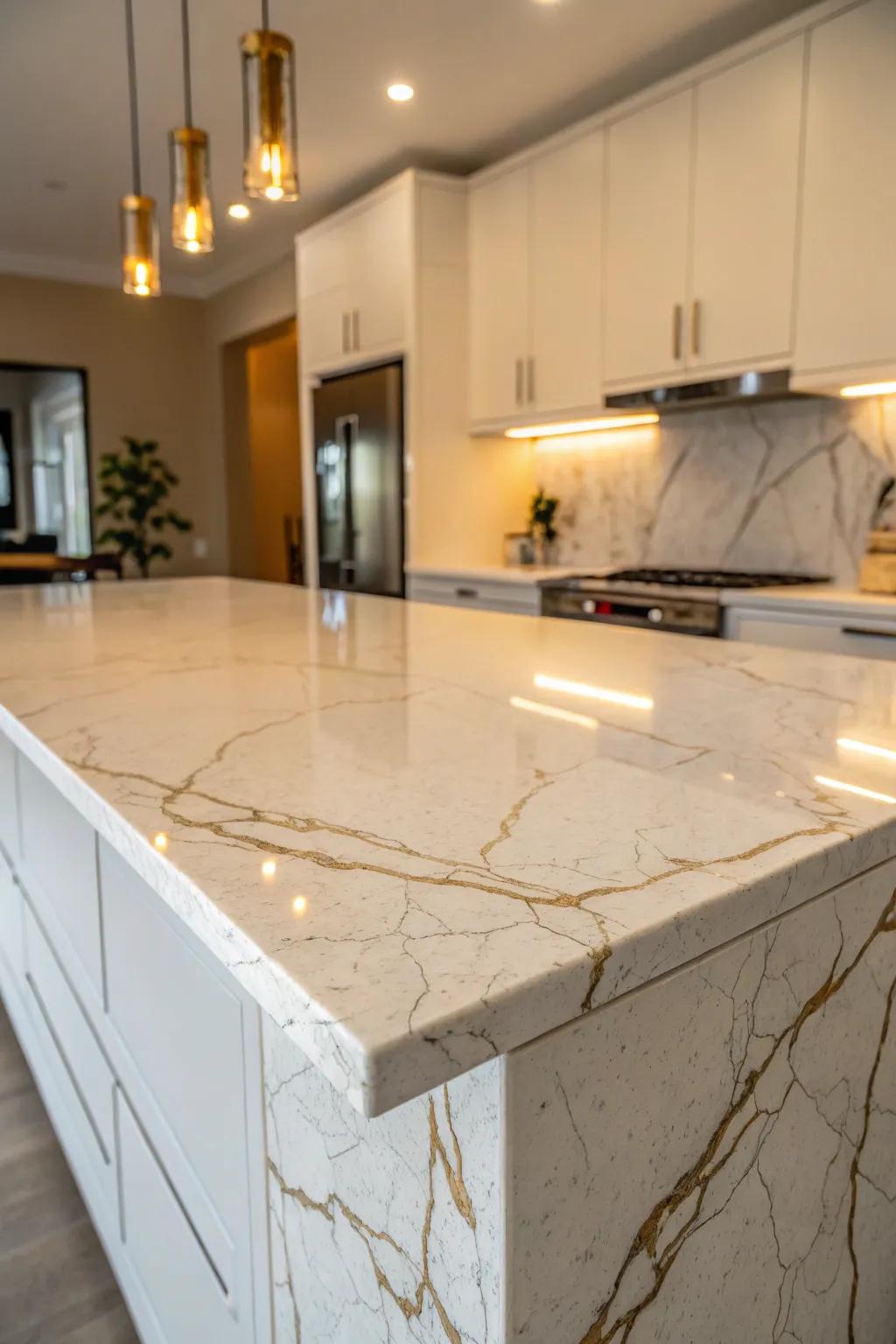Transform your kitchen with the timeless elegance of a painted limestone illusion.