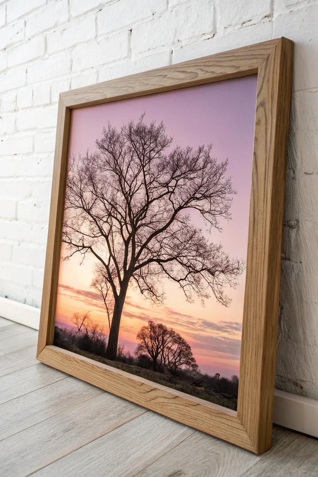 Add a touch of mystery to your space with this mystical tree silhouette against a vibrant sky.
