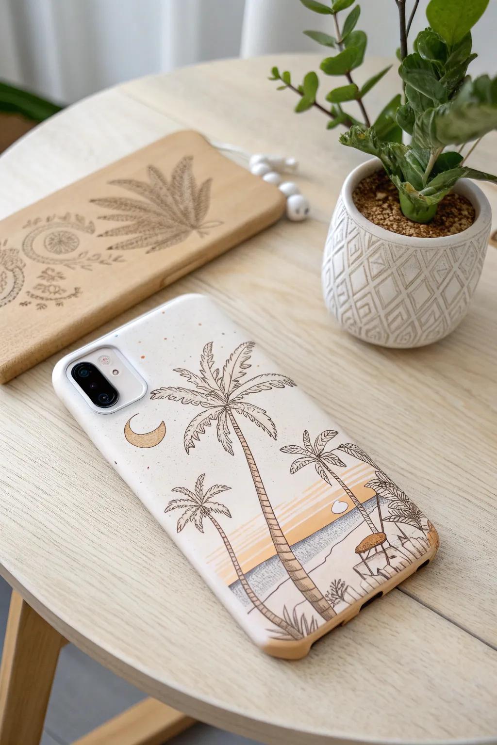 Transform your phone into a tropical paradise with this handcrafted, artful phone case!