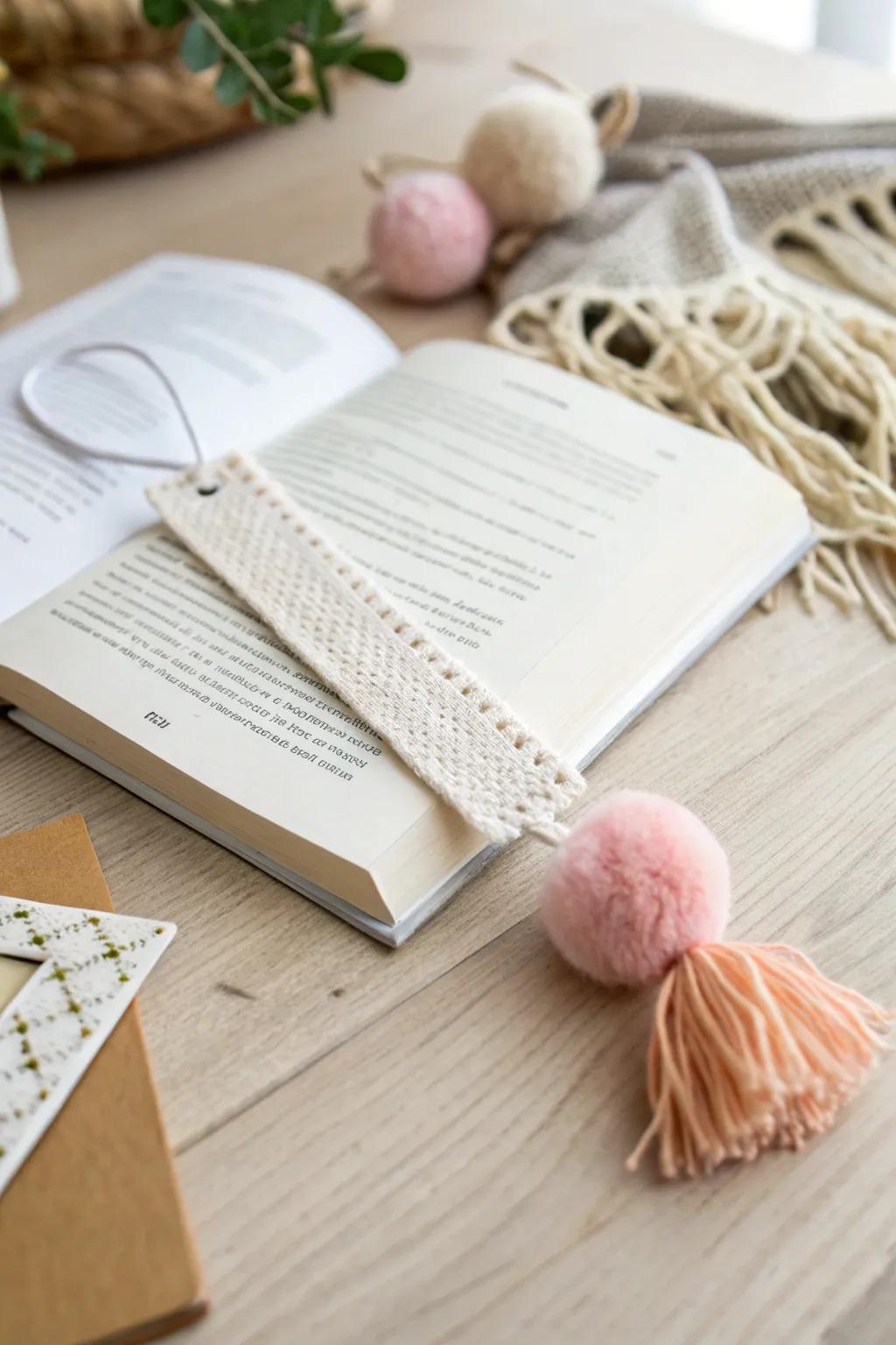 Crafted with love: A charming pom pom bookmark to mark their favorite tales.
