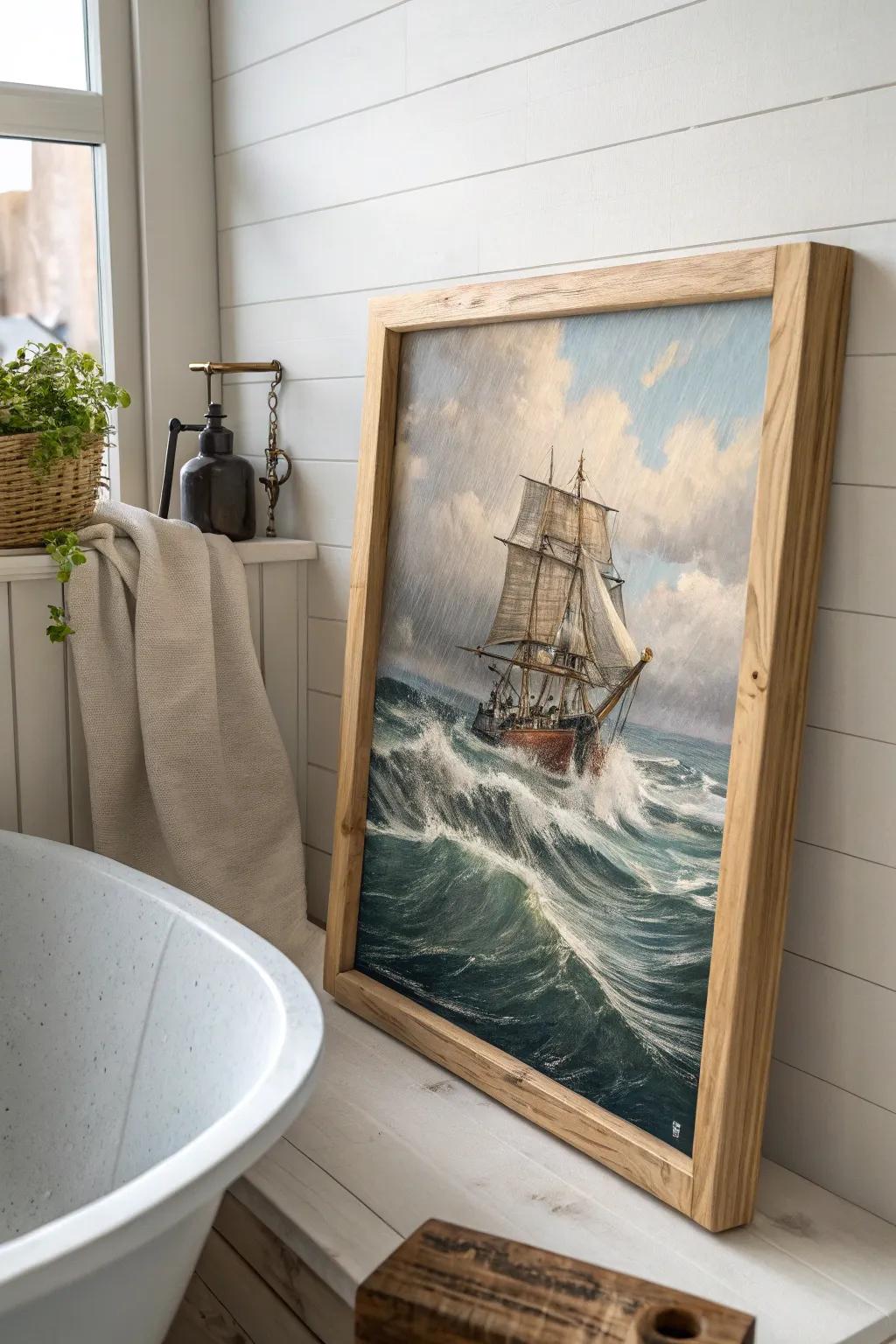 Sail into serenity with rustic nautical art that whispers of adventure and minimalistic beauty.