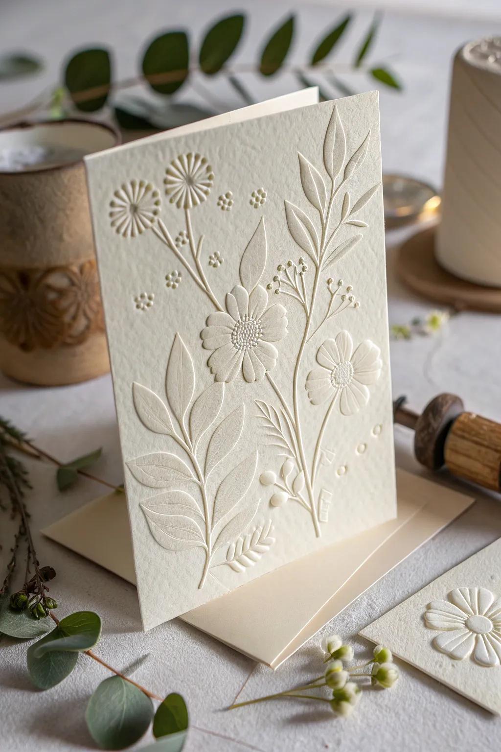 Discover the beauty of embossed elegance and elevate your spring cards with a touch of sophistication.