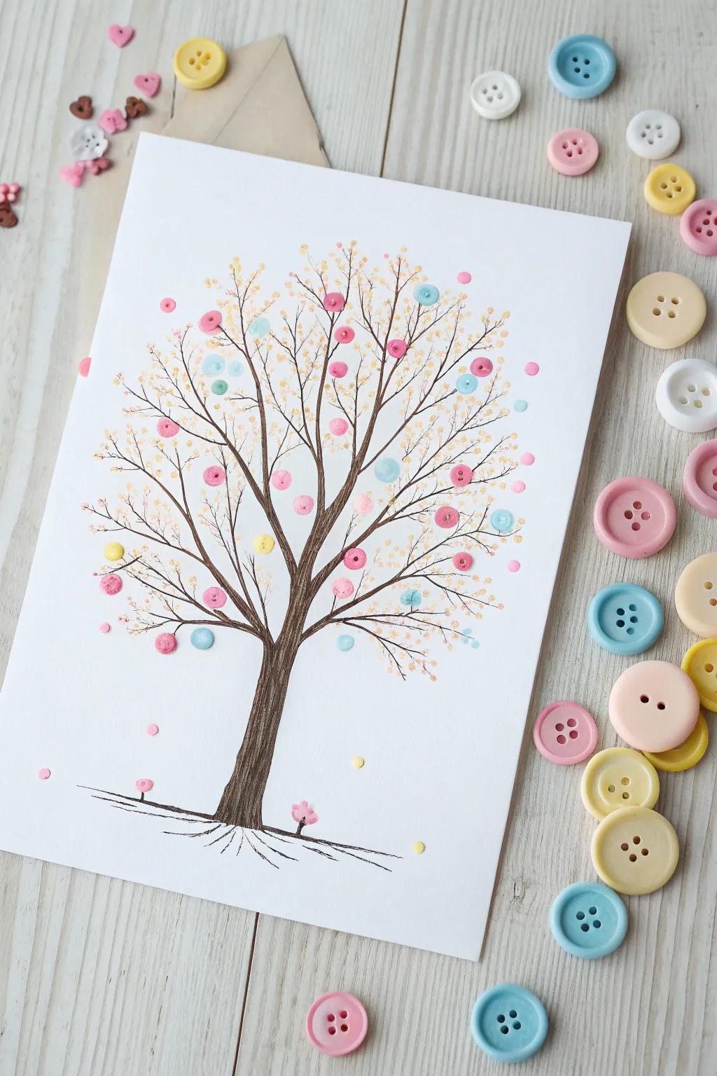 Celebrate spring with a touch of whimsy and natural beauty—create your own button blossom tree!