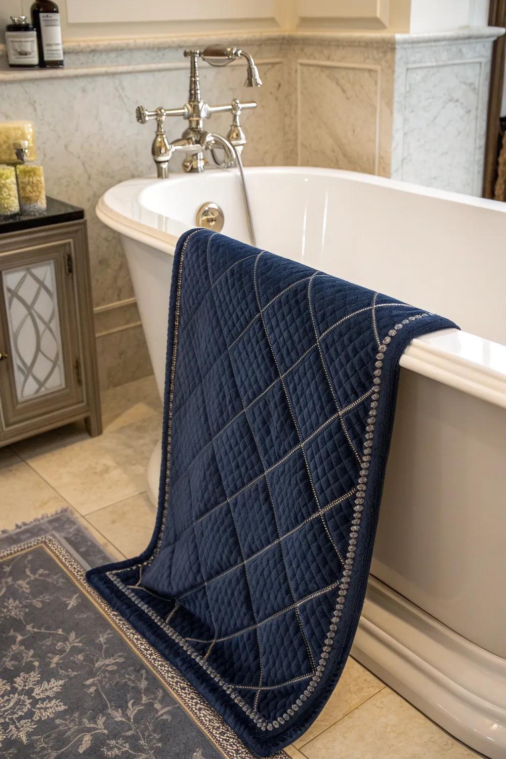 Elevate your bath space with a handcrafted fabric flap: where practicality meets elegance.
