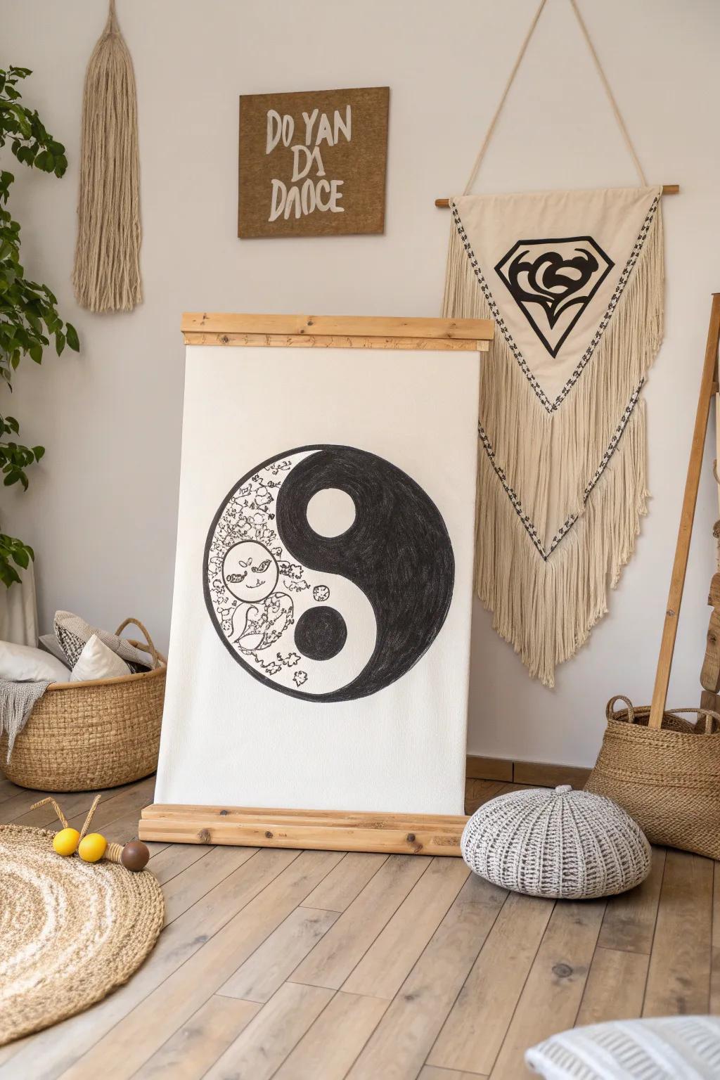 Discover the playful side of balance with this pop culture yin yang twist—where minimalism meets creativity!