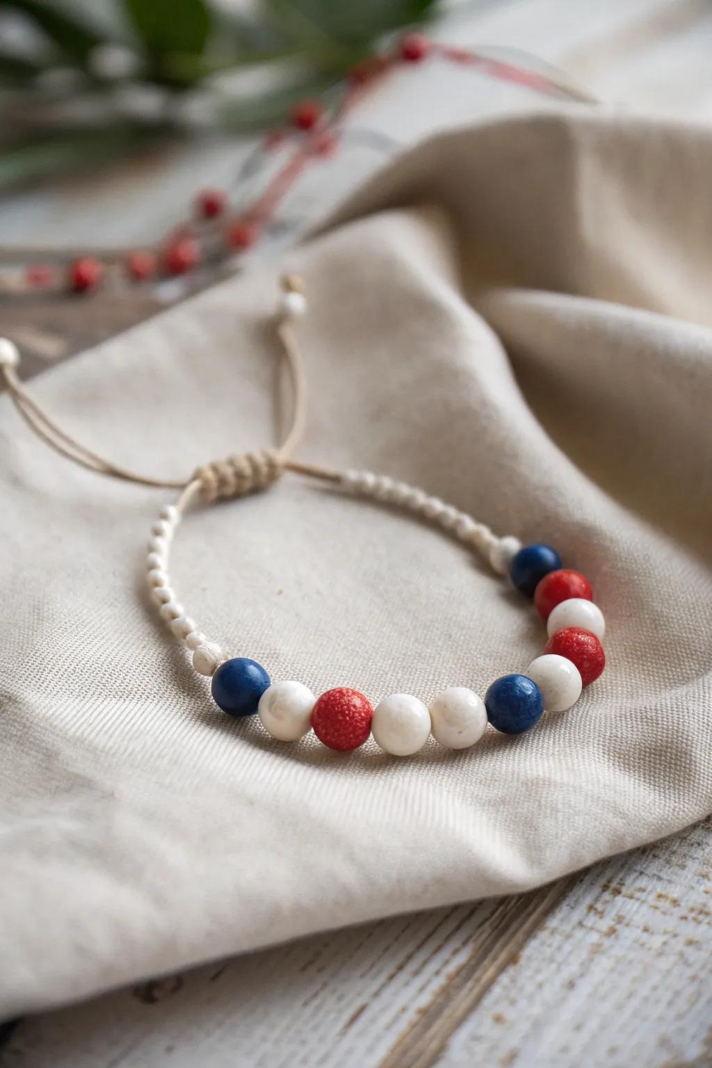 Embrace simplicity with a minimalist clay bead bracelet this 4th of July—where less is truly more.