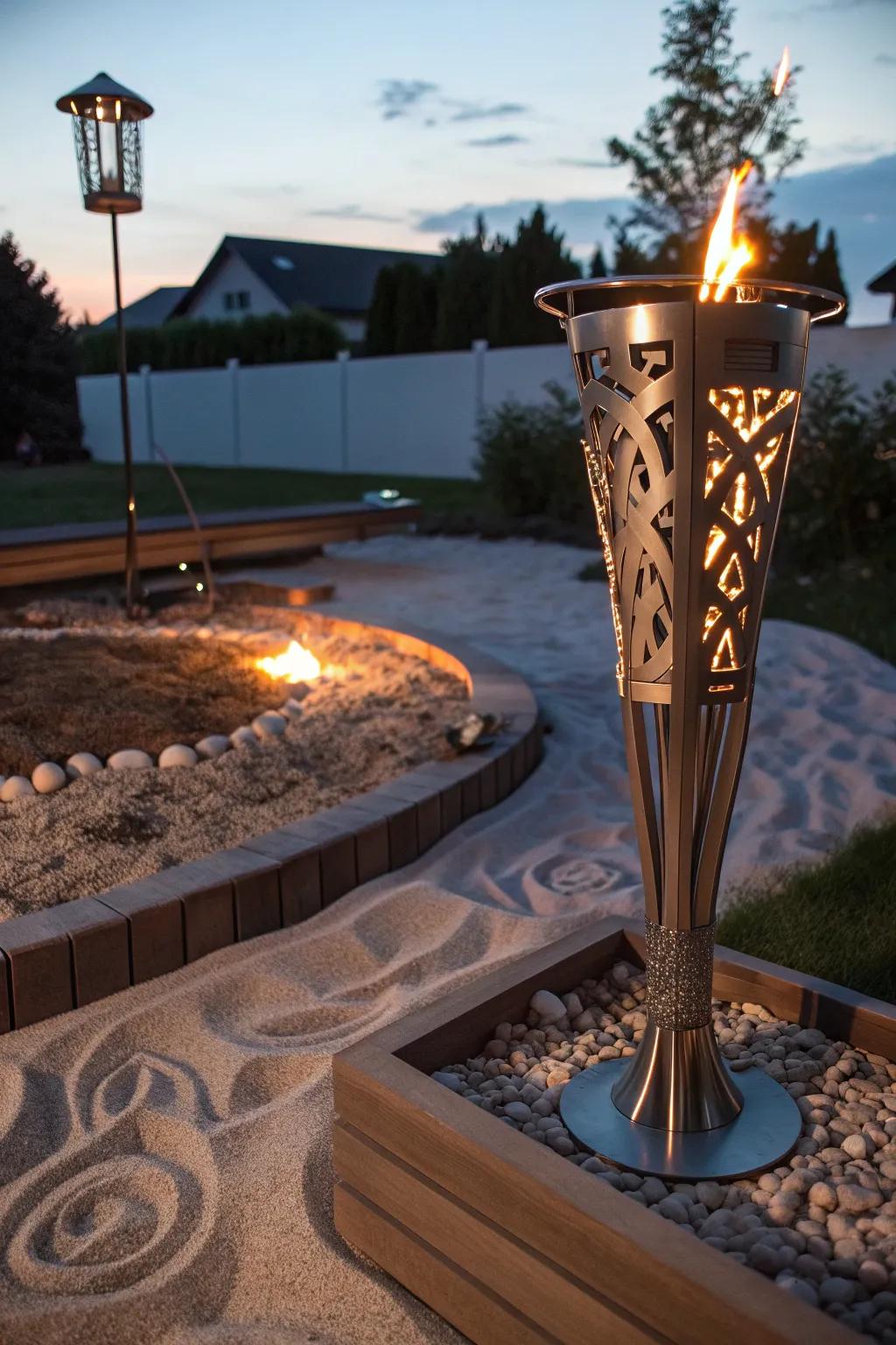 Ignite your backyard's charm with artistic metal sculptures.