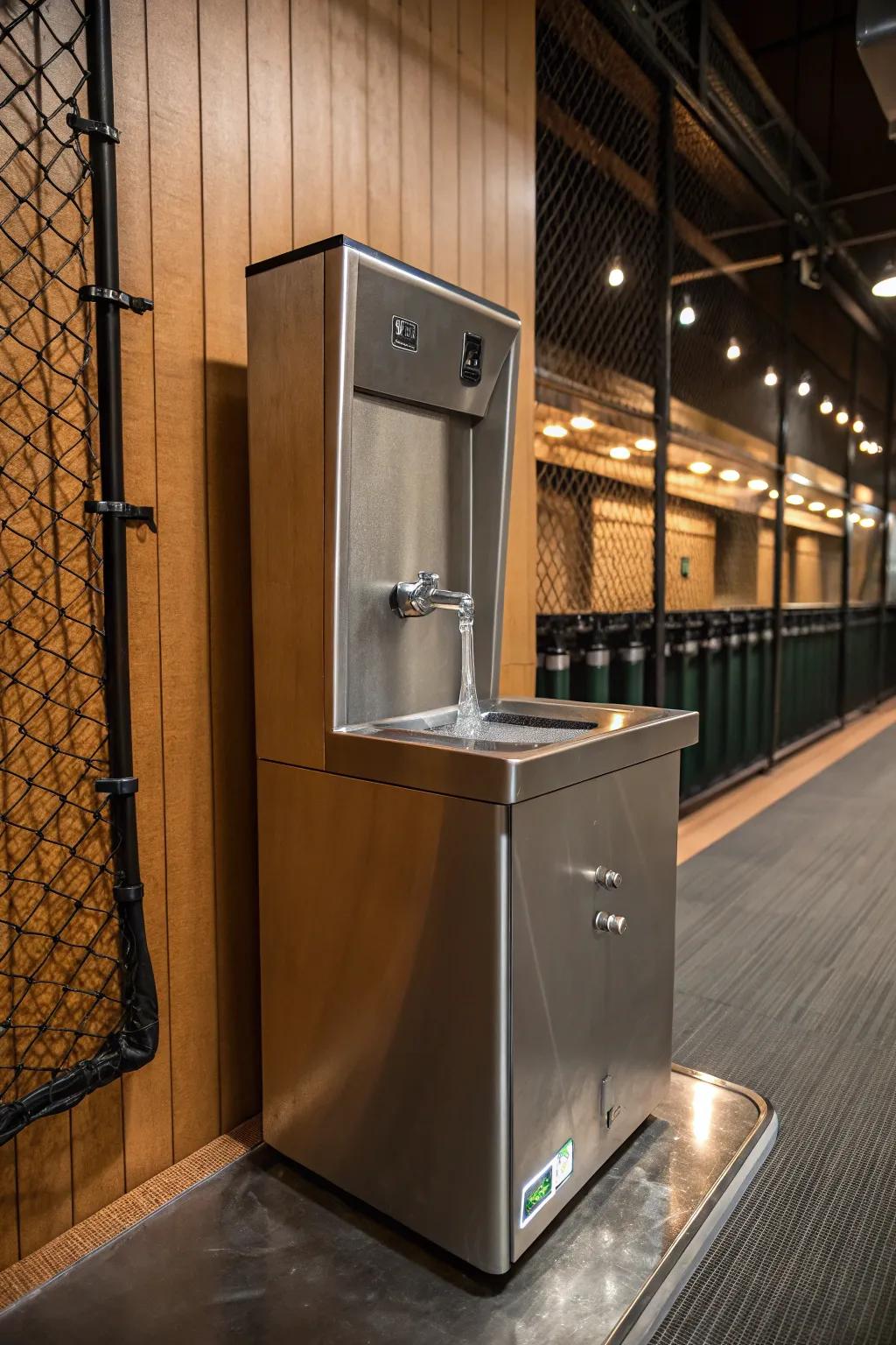 Stay refreshed and ready: A seamless blend of style and function with this modern water station.
