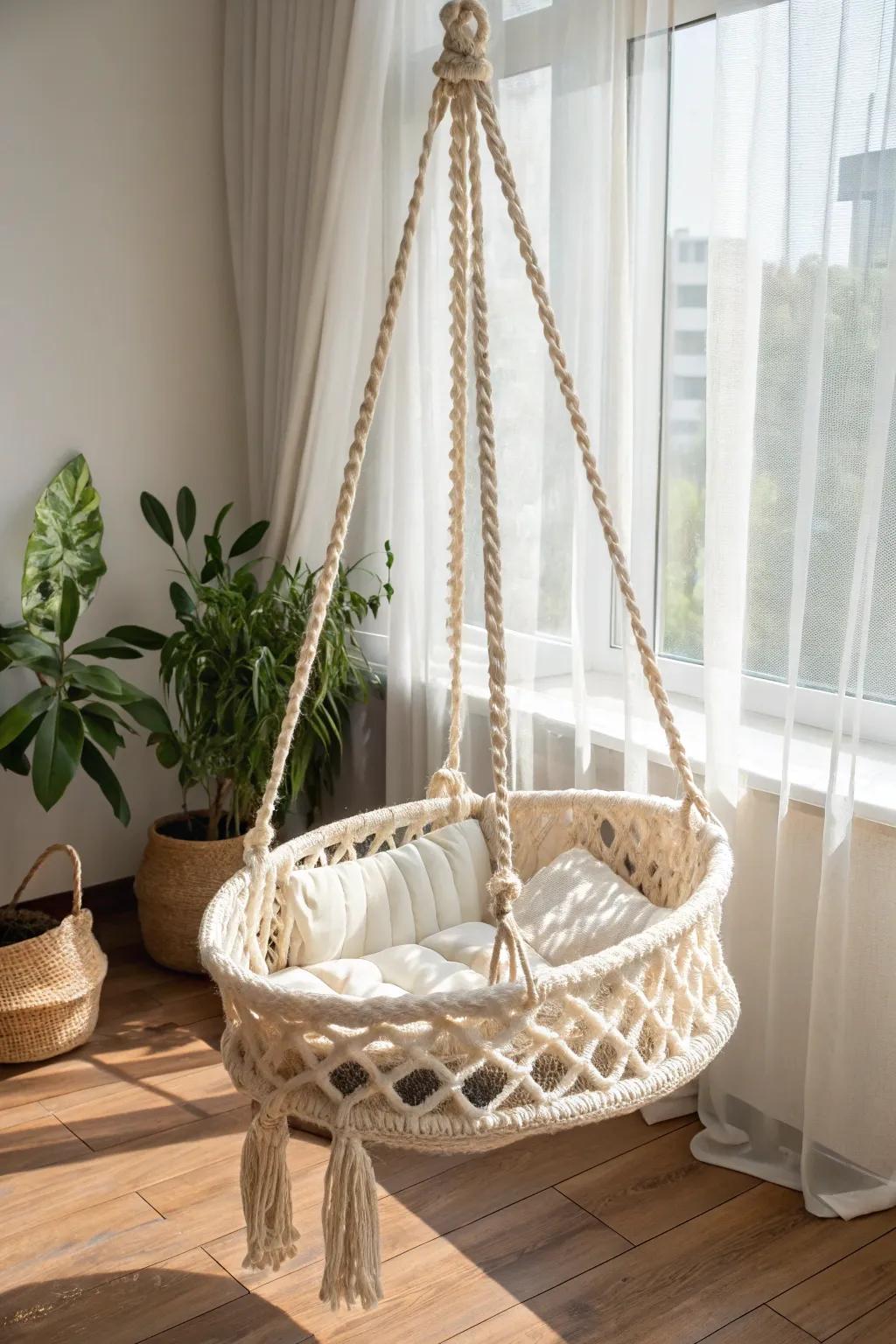 Swing into serenity with this handcrafted macrame cat bed—where style meets comfort for your feline friend!