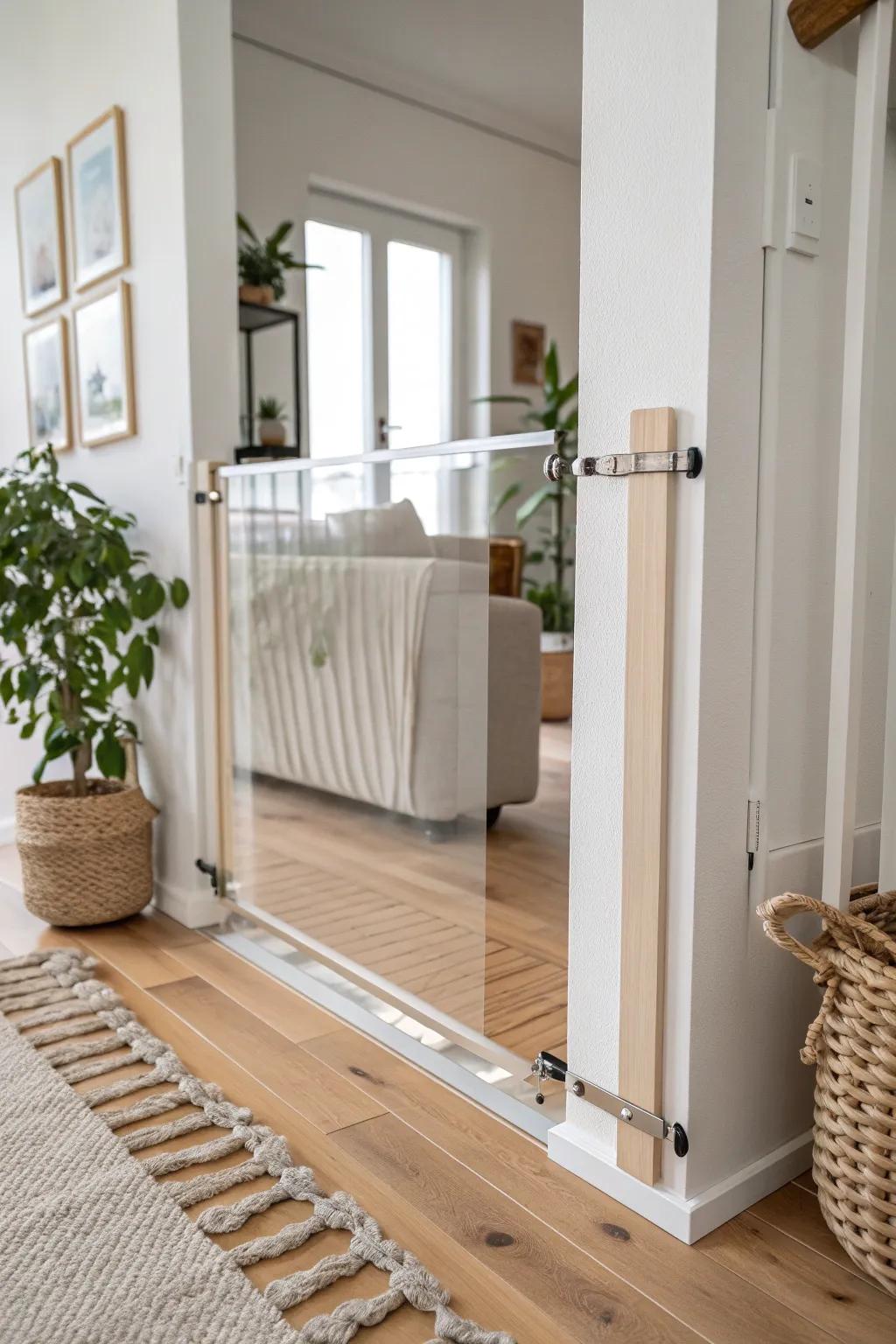 Sleek and Safe: Transform your space with a chic DIY plexiglass baby gate.