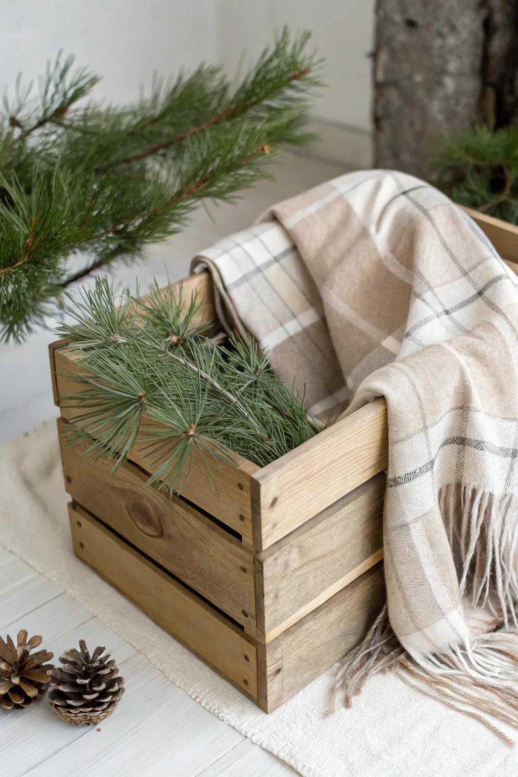 Embrace timeless elegance with a Plaid and Pine Crate, where simplicity meets natural beauty.