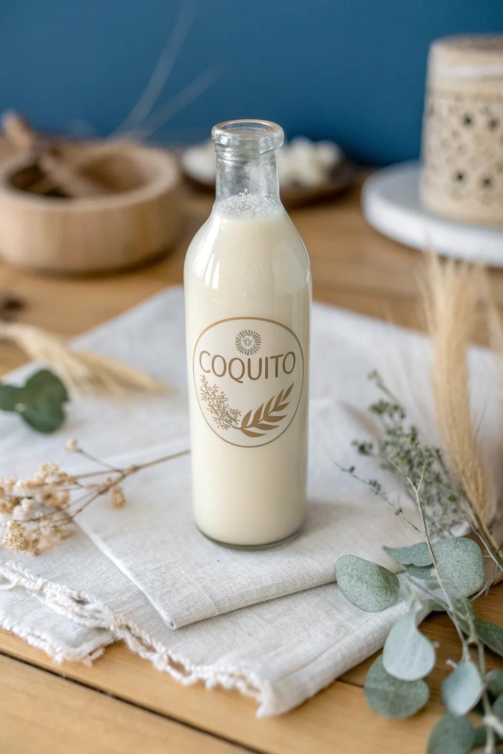 Elevate your coquito gifting with a custom-stamped label that whispers warmth and creativity.
