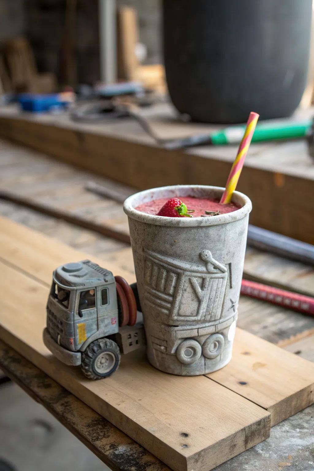 Blend fun and flavor with these cement mixer smoothies for your next construction-themed bash!