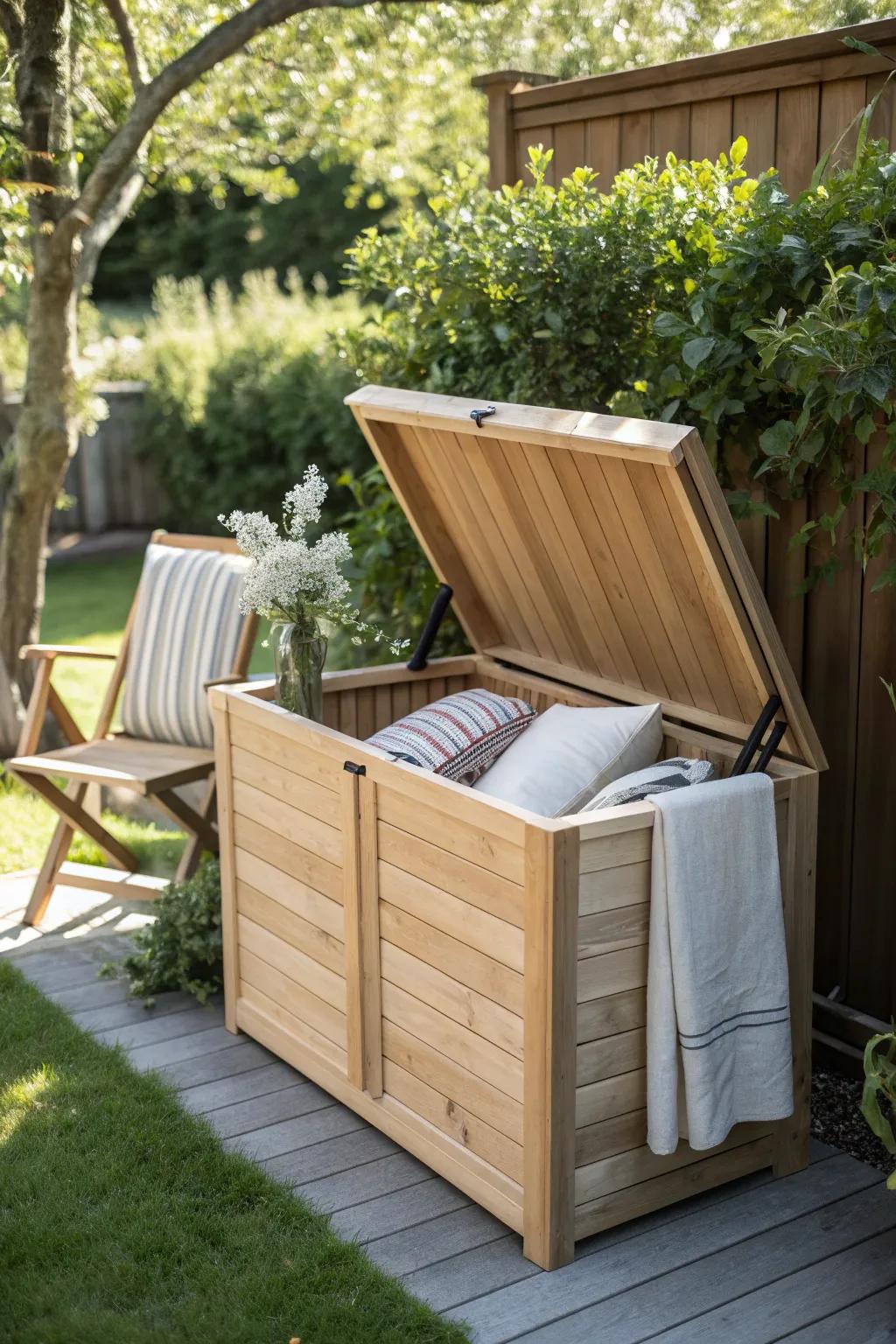 Effortlessly chic and practical, this storage solution keeps your garden party essentials safe and stylish.